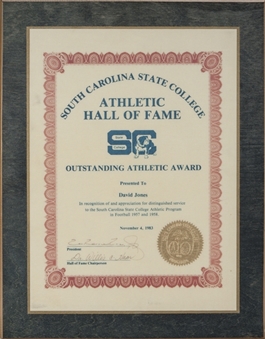 1983 David "Deacon" Jones South Carolina State College Athletic Hall of Fame Award 